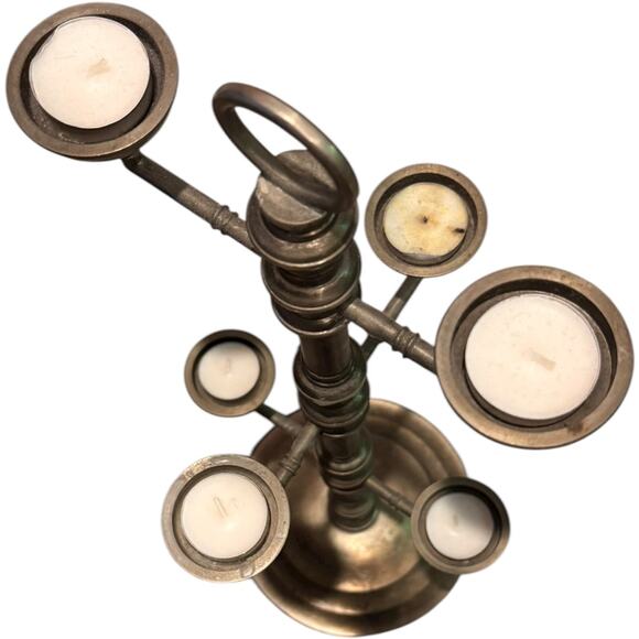 Vintage Style Pottery Barn Metal Candleholder Multi-Tier Candelabra Accent Decor - Picture 2 of 16